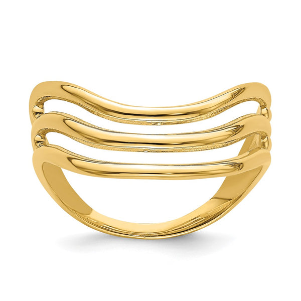 14K Gold Triple Wave Design Thumb Ring