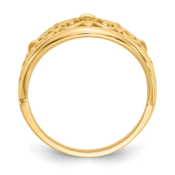 14K Gold Fleur-De-Lis Tapered Ring