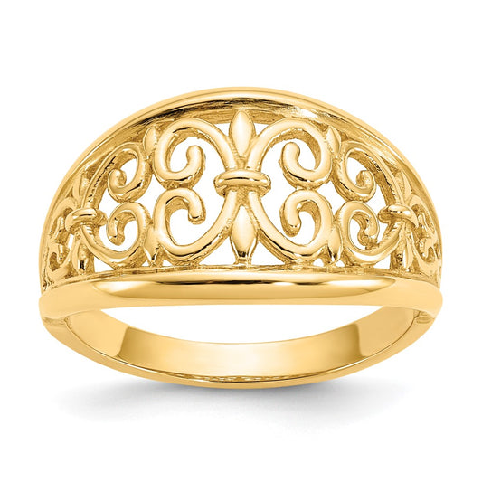 Buy Exclusive 14K Gold Fleur-De-Lis Tapered Ring - Stylish & Affordable Luxury