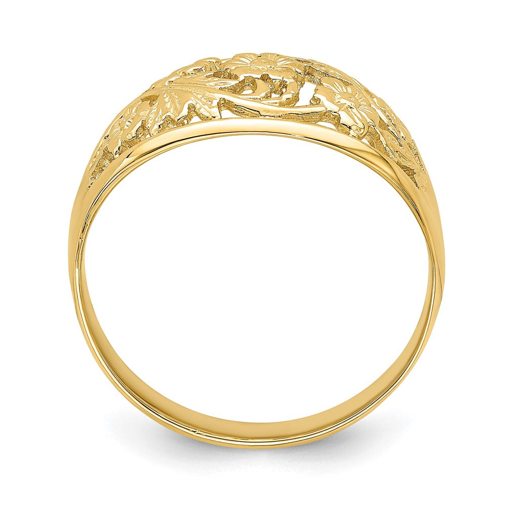 High-Quality 14K Gold Floral Dome Ring - Stylish Design, Affordable Luxury