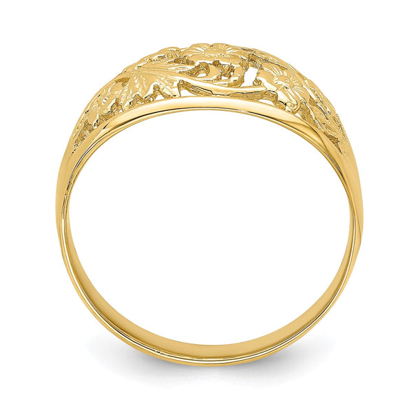 14K Gold Floral Dome Ring