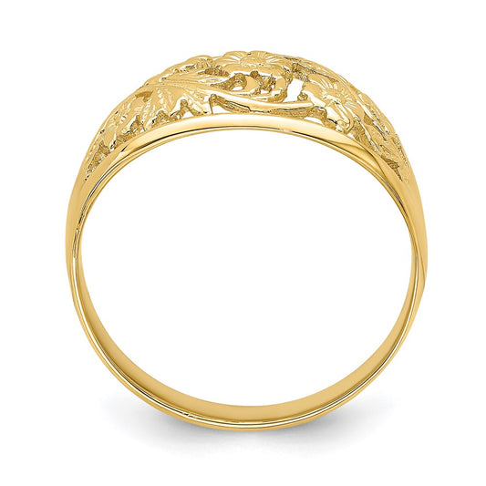 High-Quality 14K Gold Floral Dome Ring - Stylish Design, Affordable Luxury