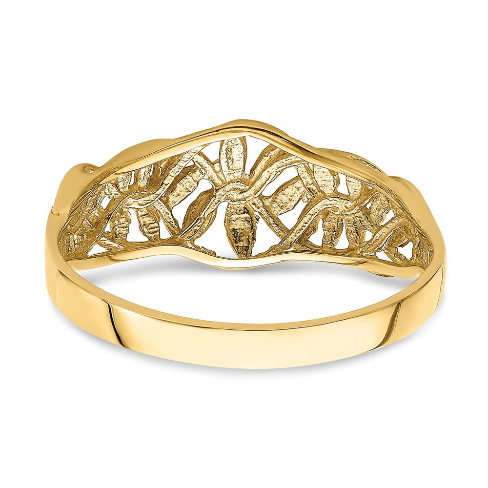 Buy Stylish 14K Gold Diamond-Cut Dome Ring - Exclusive Vine and Leaf Design