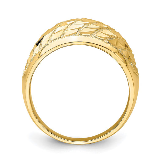 Shop Stylish 14K Gold Diamond-Cut Lattice Dome Ring - Affordable Luxury Design