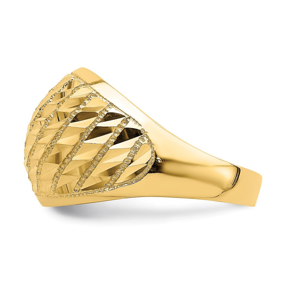Shop Stylish 14K Gold Diamond-Cut Lattice Dome Ring - Affordable Luxury Design