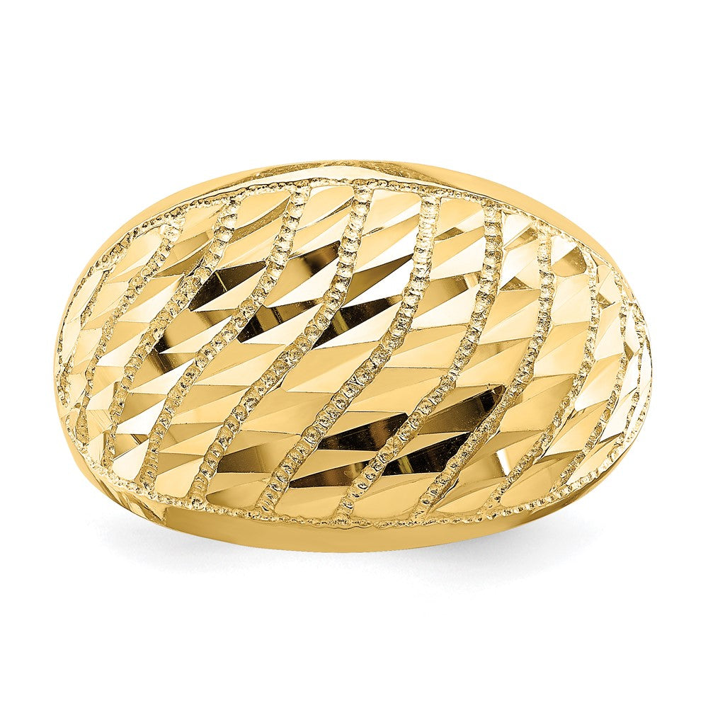 Shop Stylish 14K Gold Diamond-Cut Lattice Dome Ring - Affordable Luxury Design