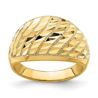 Shop Stylish 14K Gold Diamond-Cut Lattice Dome Ring - Affordable Luxury Design