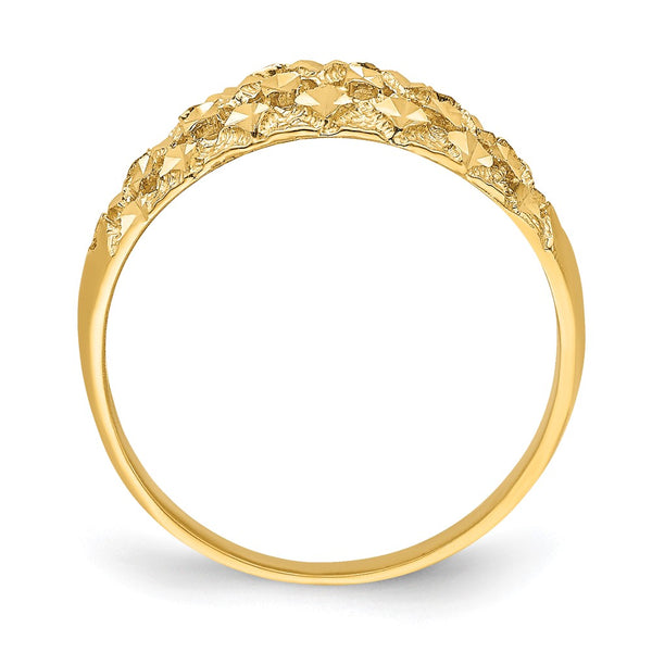 14K Gold Mini Diamond-Cut Dome Ring