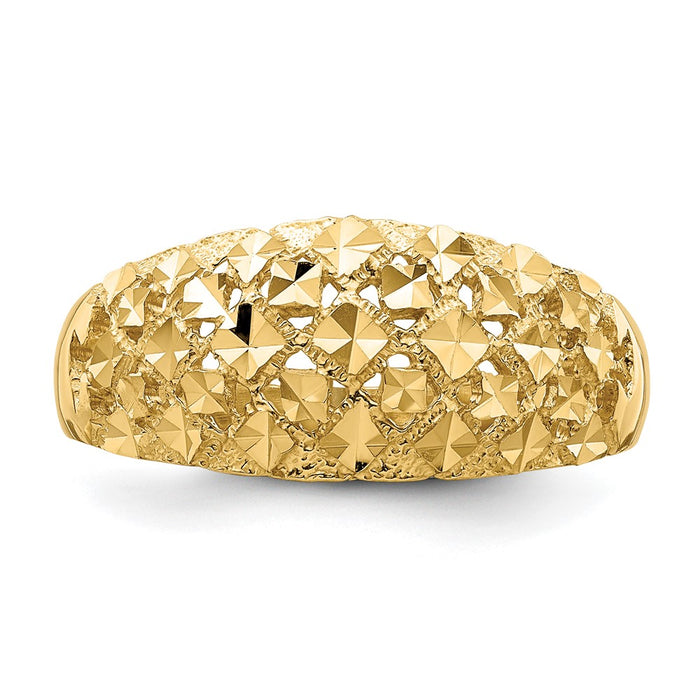 Buy Exclusive 14K Gold Mini Diamond-Cut Dome Ring - Stylish Design, Great Value!-5