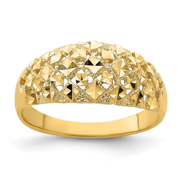 14K Gold Mini Diamond-Cut Dome Ring