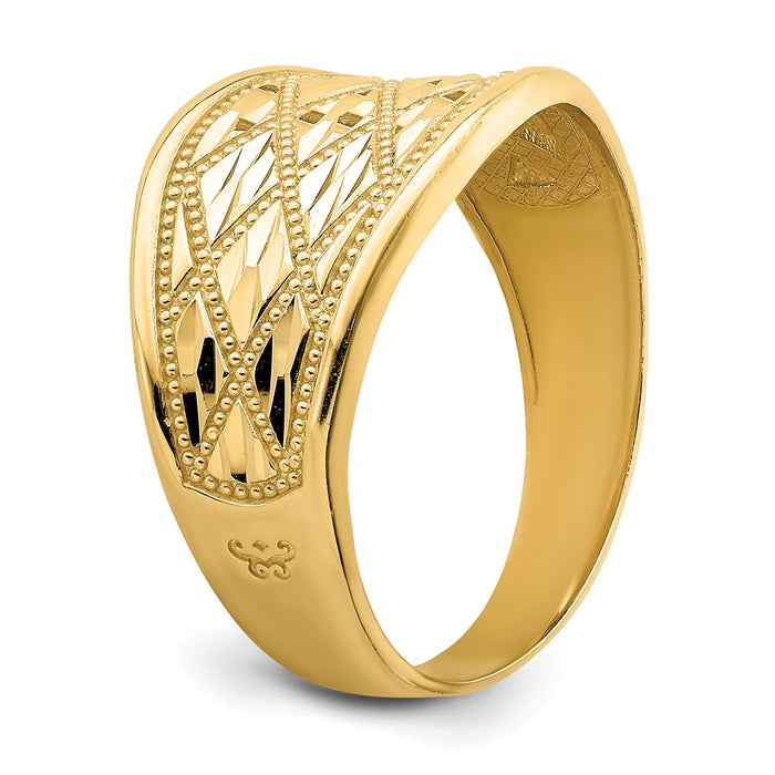 Shop 14K Diamond-Cut Quilted Design Ring - Stylish & Affordable Luxury Jewelry-6