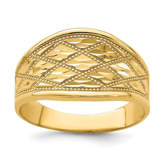 Shop 14K Diamond-Cut Quilted Design Ring - Stylish & Affordable Luxury Jewelry