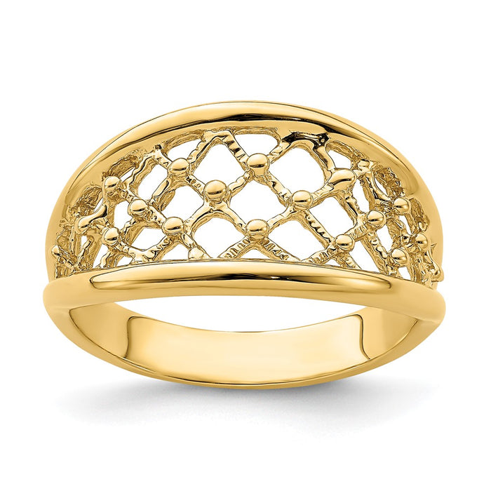 High-Quality 14K Tapered Mesh Band Ring - Stylish Design at Affordable Price-1