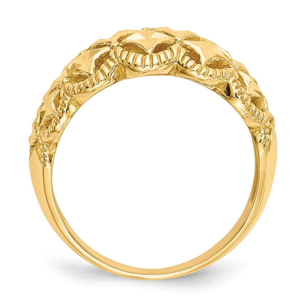 Exclusive 14K Diamond-Cut Scalloped Edge Dome Ring - Stylish Luxury Ring