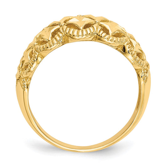 Exclusive 14K Diamond-Cut Scalloped Edge Dome Ring - Stylish Luxury Ring