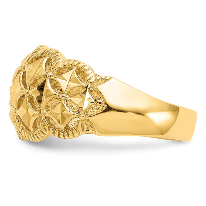 Exclusive 14K Diamond-Cut Scalloped Edge Dome Ring - Stylish Luxury Ring-3