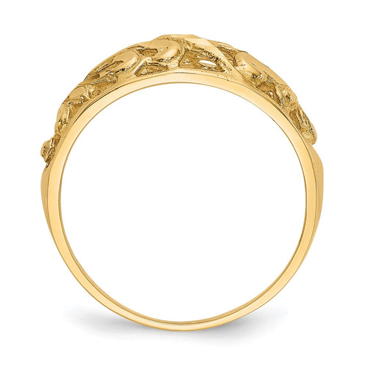Order a Stylish 14K Gold Paisley Diamond-Cut Dome Ring - Value at Its Best!