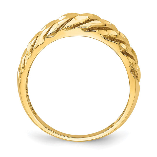 Shop Stylish 14K Diamond-Cut Dome Ring | Exclusive Open Slash Design