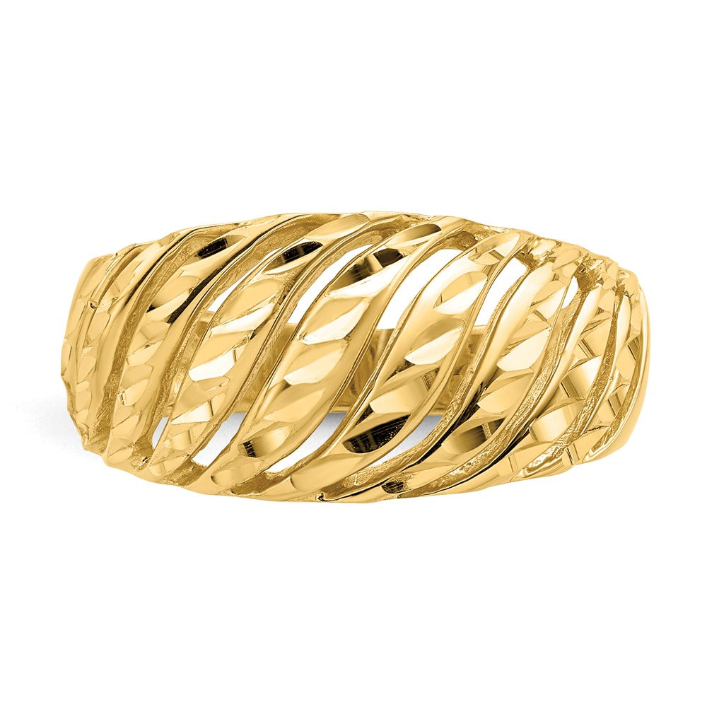 Shop Stylish 14K Diamond-Cut Dome Ring | Exclusive Open Slash Design
