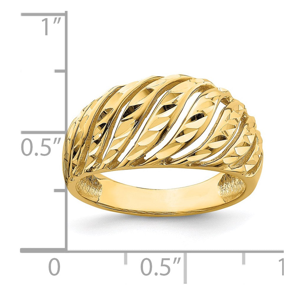 Shop Stylish 14K Diamond-Cut Dome Ring | Exclusive Open Slash Design