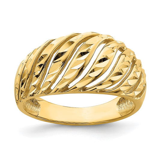 Shop Stylish 14K Diamond-Cut Dome Ring | Exclusive Open Slash Design