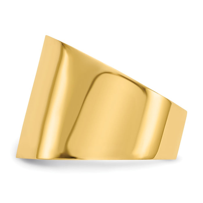 Shop Stylish 14K Gold 15mm Flat-Top Tapered Cigar Band Ring - Luxury Value!-3