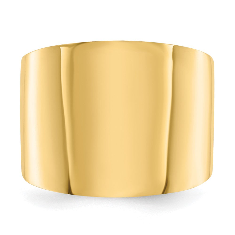 Shop Stylish 14K Gold 15mm Flat-Top Tapered Cigar Band Ring - Luxury Value!