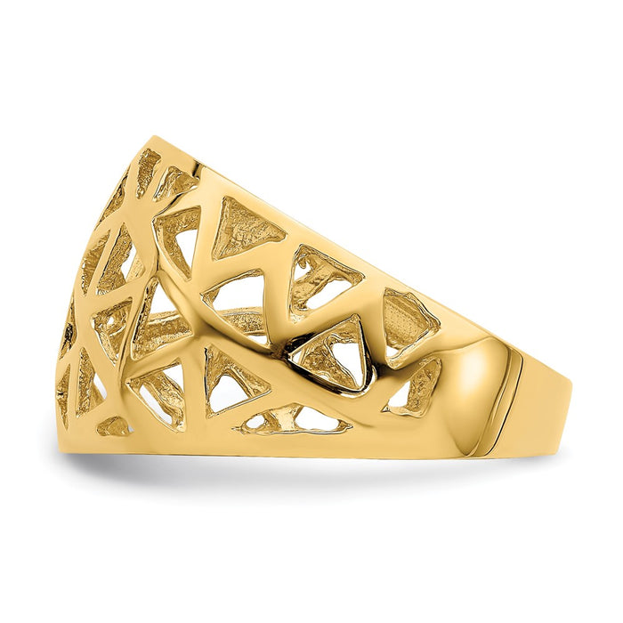 High-Quality 14K Gold Triangle Cut-Out Dome Ring - Stylish & Affordable!-3