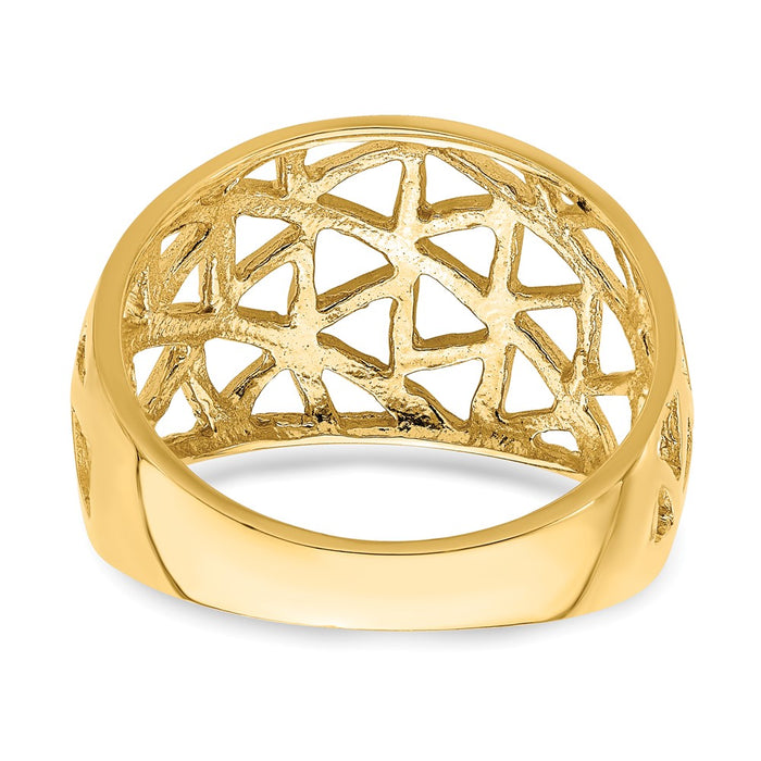 High-Quality 14K Gold Triangle Cut-Out Dome Ring - Stylish & Affordable!-5