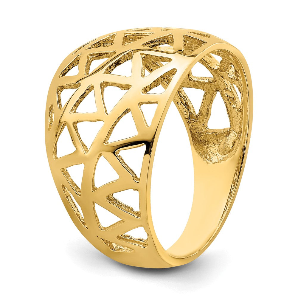 High-Quality 14K Gold Triangle Cut-Out Dome Ring - Stylish & Affordable!