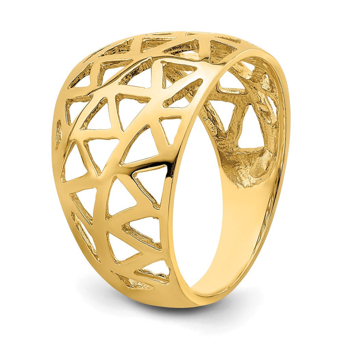 High-Quality 14K Gold Triangle Cut-Out Dome Ring - Stylish & Affordable!-6