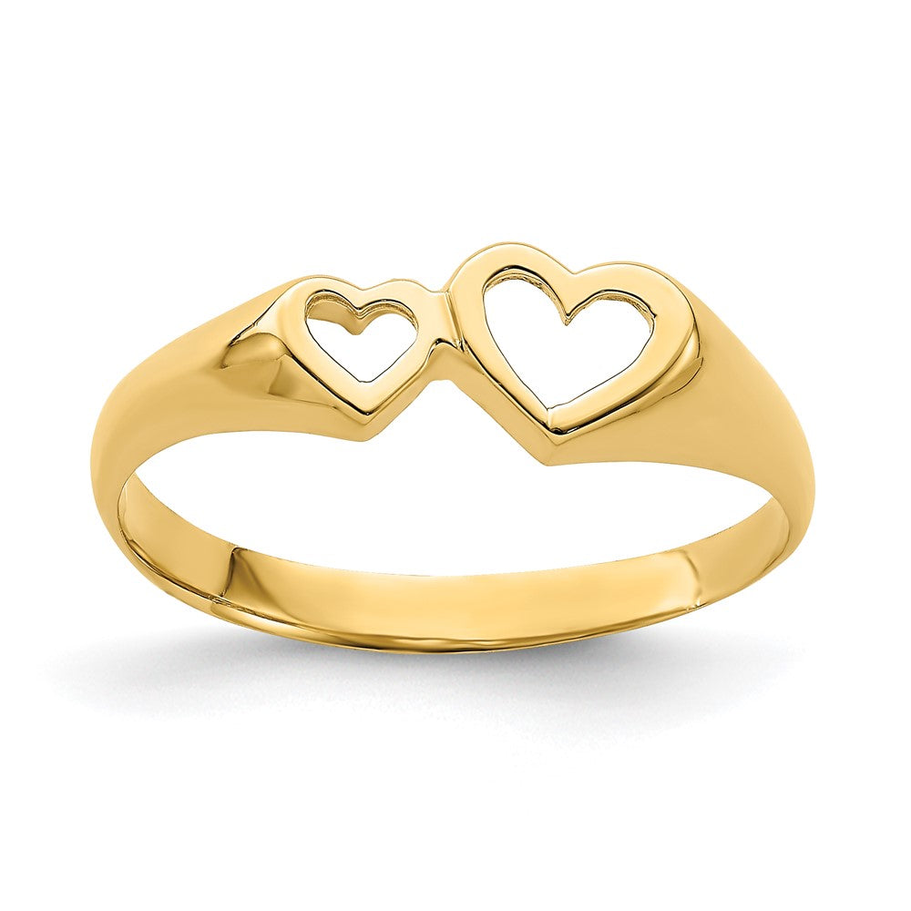Exclusive 14K Double Heart Open-Design Ring - Stylish Jewelry, Affordable Price