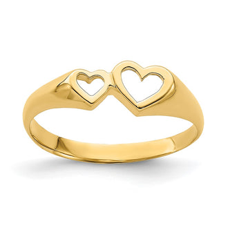 Exclusive 14K Double Heart Open-Design Ring - Stylish Jewelry, Affordable Price