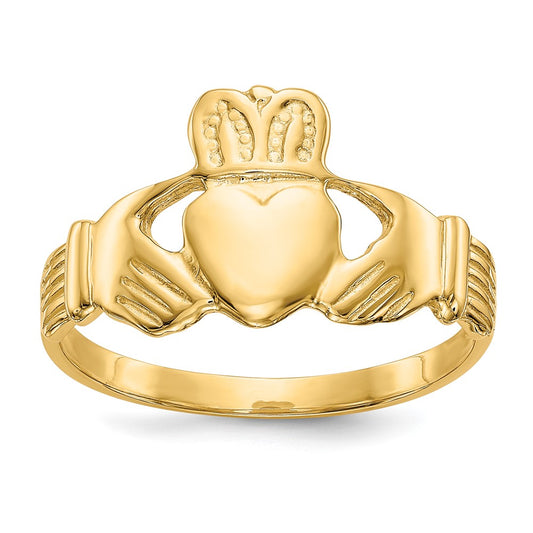 Shop Stylish 14K Gold Men's Claddagh Ring - Affordable Luxury, 10g Weight
