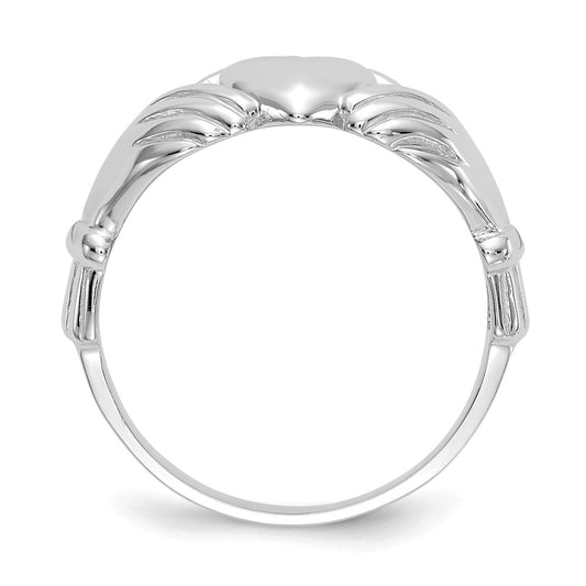 Shop Exclusive Men's Claddagh Ring in 14K White Gold - Stylish & Affordable