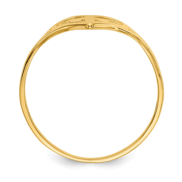 14K Gold Polished Heart and Cross Ring