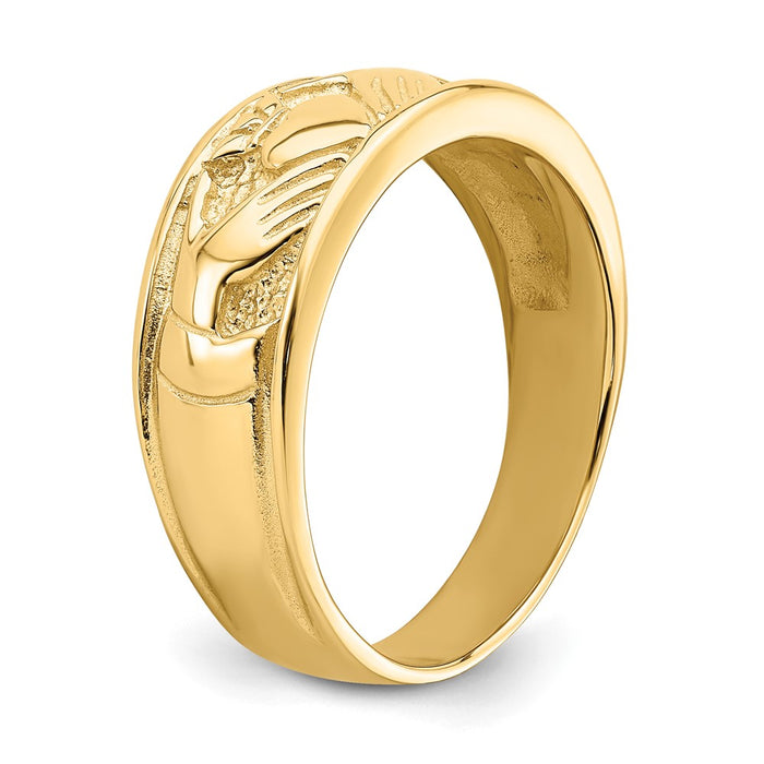 High-Quality 14K Gold Polished Claddagh Ring - Stylish Affordable Elegance-6