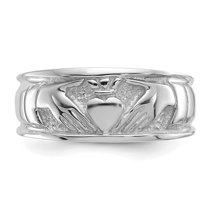 Buy Stylish 14K White Gold Women's Polished Claddagh Ring | Luxury Design, Perfect Fit-4