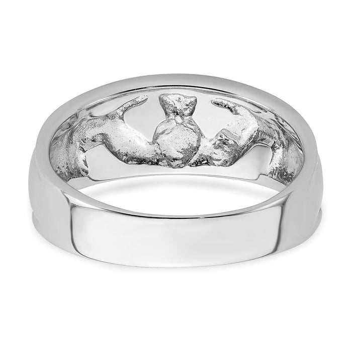 Buy Stylish 14K White Gold Women's Polished Claddagh Ring | Luxury Design, Perfect Fit-5