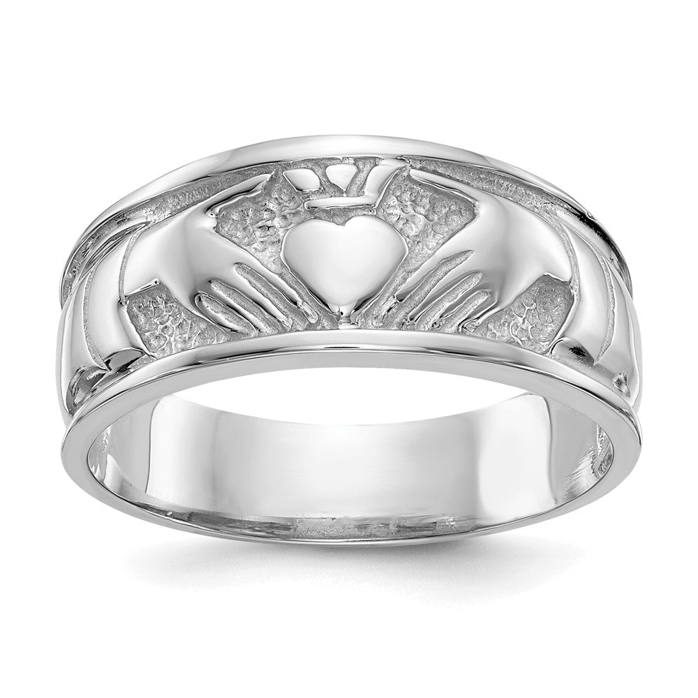 Buy Stylish 14K White Gold Women's Polished Claddagh Ring | Luxury Design, Perfect Fit