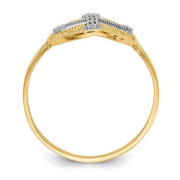14K Gold Diamond-Accented Filigree Cross Ring