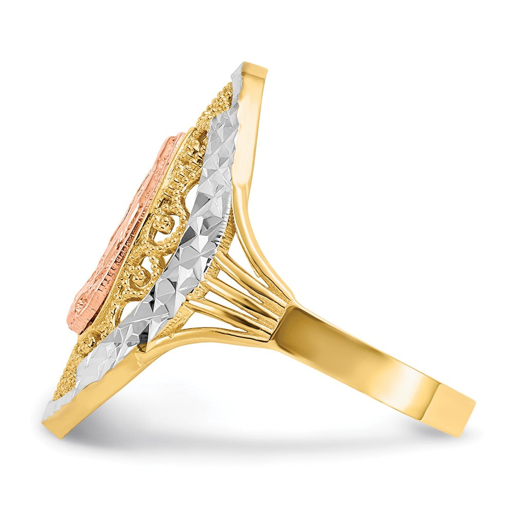 Exclusive 14K Two-Tone Guadalupe Ring - Stylish Filigree with Rhodium Accents