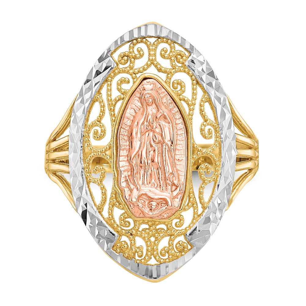 Exclusive 14K Two-Tone Guadalupe Ring - Stylish Filigree with Rhodium Accents