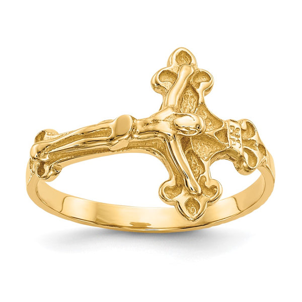 14K Gold Crucifix Ring, Lightweight