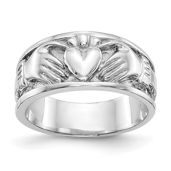 14K White Gold Claddagh Ring Band