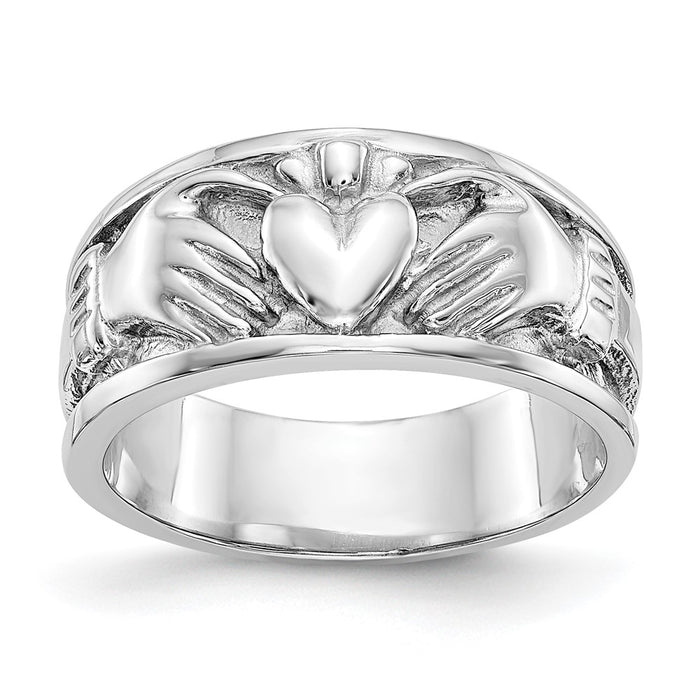 Shop Stylish 14K White Gold Claddagh Ring Band - Exclusive Design, Affordable Price-1