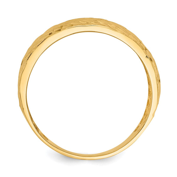 14K Gold Polished Textured Dome Band Ring