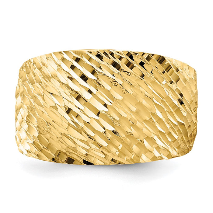 Shop Stylish 14K Gold Polished Textured Dome Band Ring - Affordable Luxury!-5