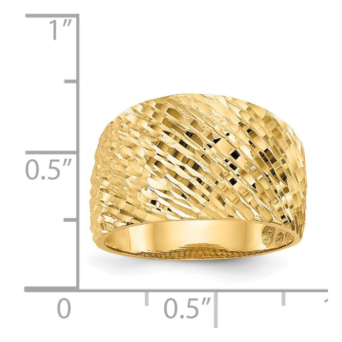 Shop Stylish 14K Gold Polished Textured Dome Band Ring - Affordable Luxury!-4