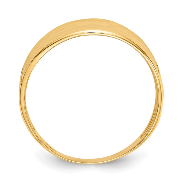 14K Gold Polished Diamond-Cut Four-Ridge Fashion Dome Ring